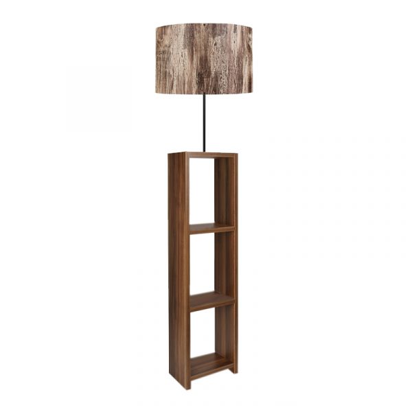 Φωτιστικό δαπέδου Launo  υφασμάτινο Pvc/MDF χρώμα καφέ/καρυδί 38x38x150εκ.